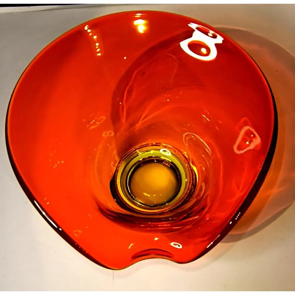 1857.  Vintage Viking Bon Bon Abstract Spouted MCM Bowl Glass Art